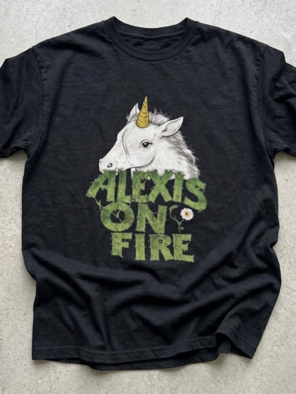 Alexis On Fire Unicorn Gildan Black Graphic T-Shirt